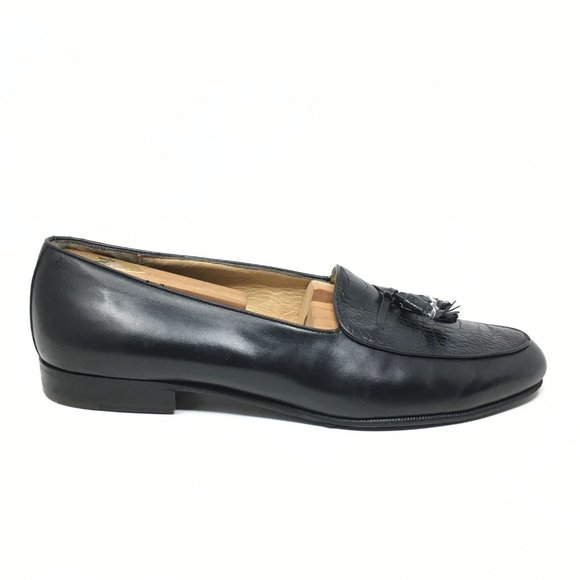 Men\'s Salvatore Ferragamo Loafers Shoes Size 9 2E Black Genuine Ostrich Claw main image 5